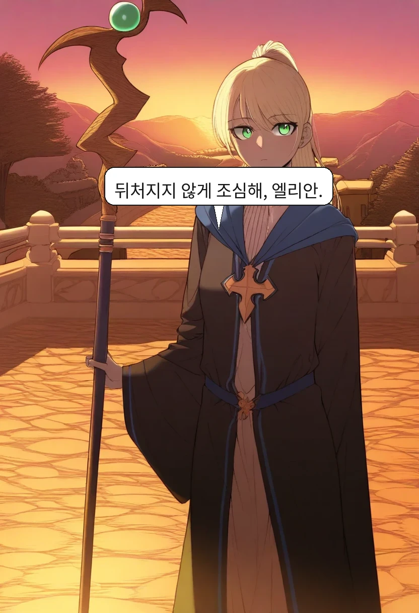 리라: 뒤처지지 않게 조심해, 엘리안.
