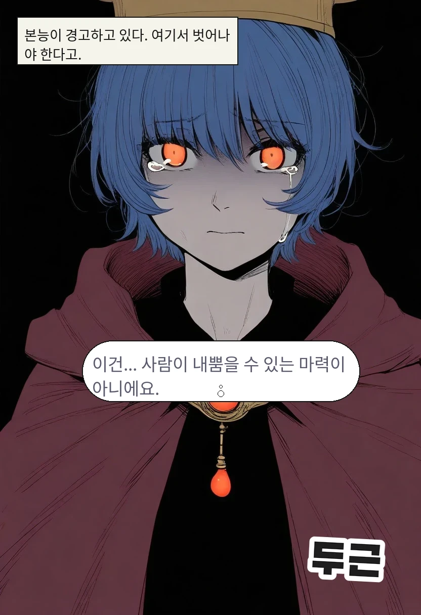 본능이 경고하고 있다. 여기서 벗어나야 한다고. / 엘리안: 이건... 사람이 내뿜을 수 있는 마력이 아니에요.