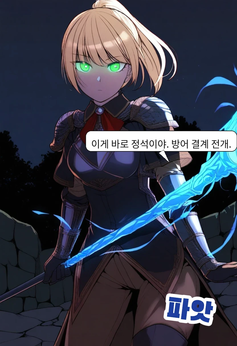 리라: 이게 바로 정석이야. 방어 결계 전개.