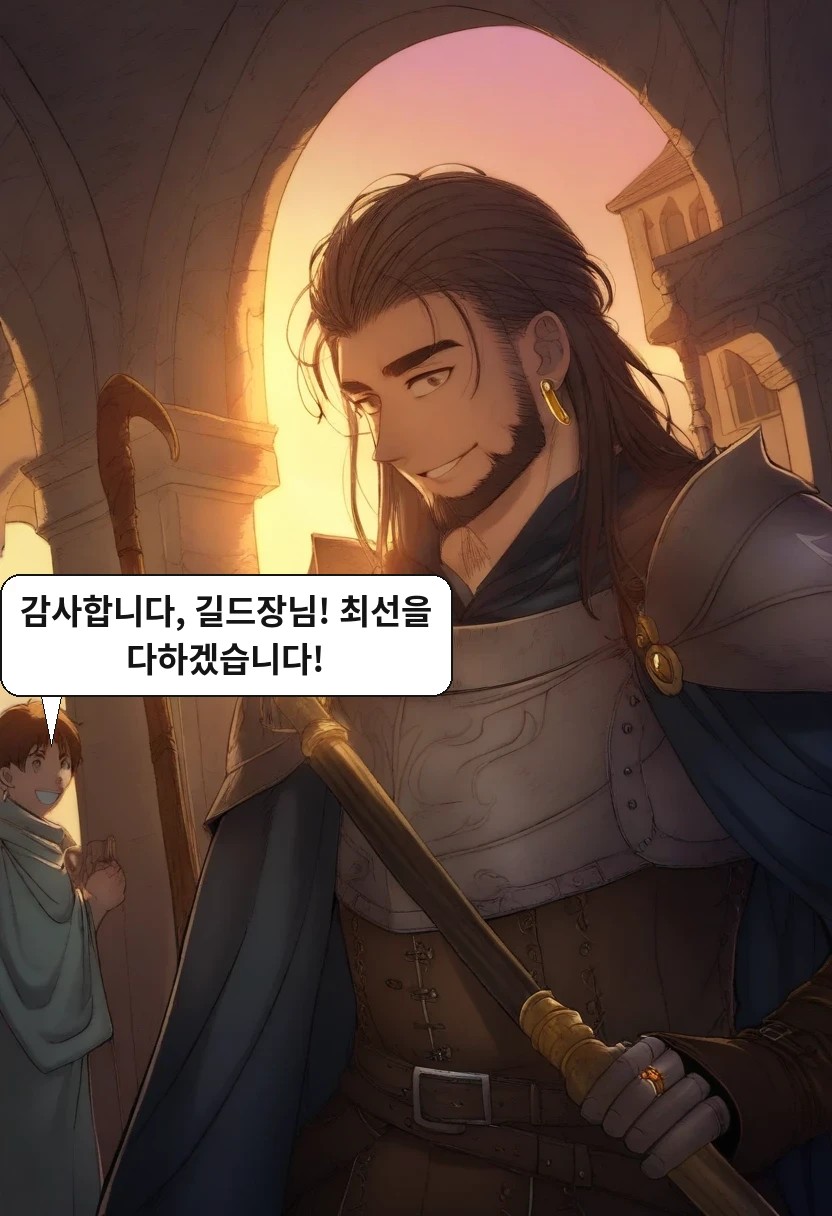 이한: 감사합니다, 길드장님! 최선을 다하겠습니다!