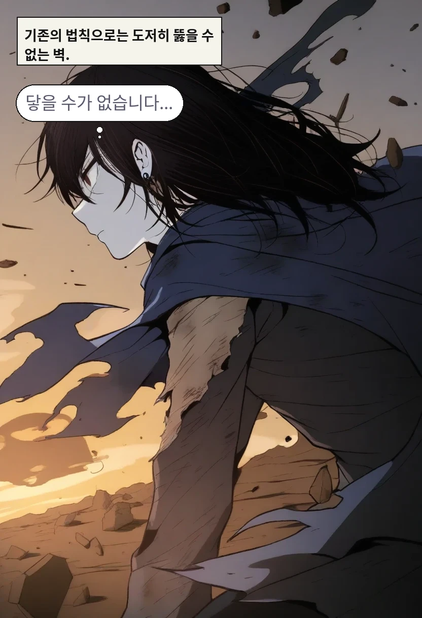 기존의 법칙으로는 도저히 뚫을 수 없는 벽. / 이한: 닿을 수가 없습니다...