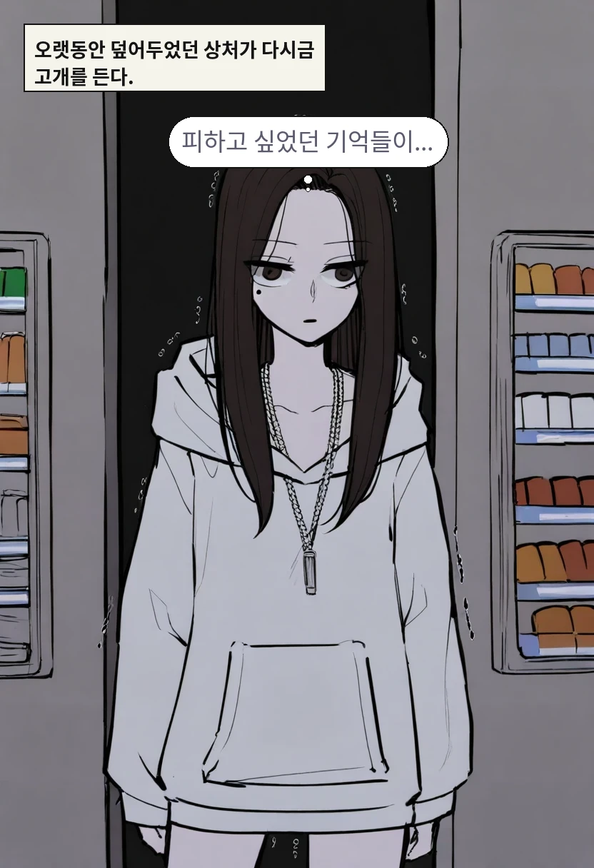 오랫동안 덮어두었던 상처가 다시금 고개를 든다. / 한지우: 피하고 싶었던 기억들이...
