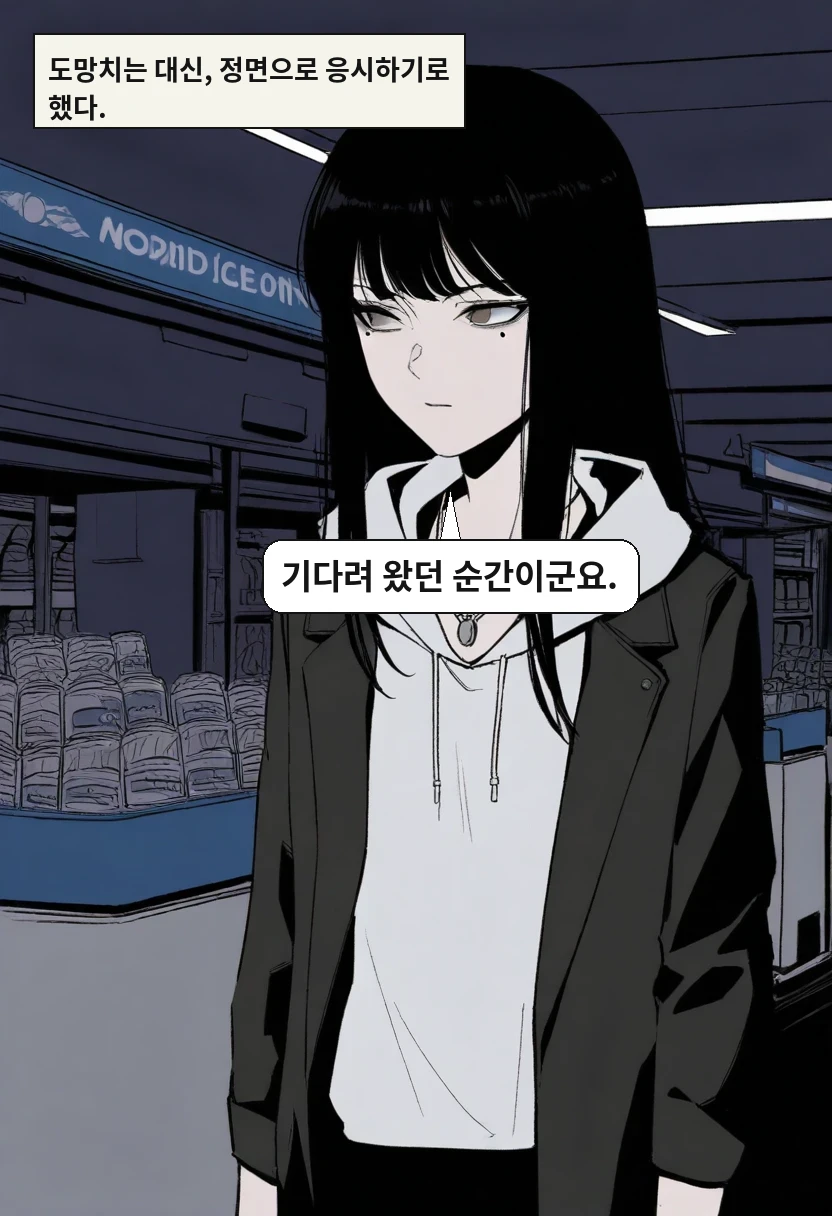 도망치는 대신, 정면으로 응시하기로 했다. / 한지우: 기다려 왔던 순간이군요.