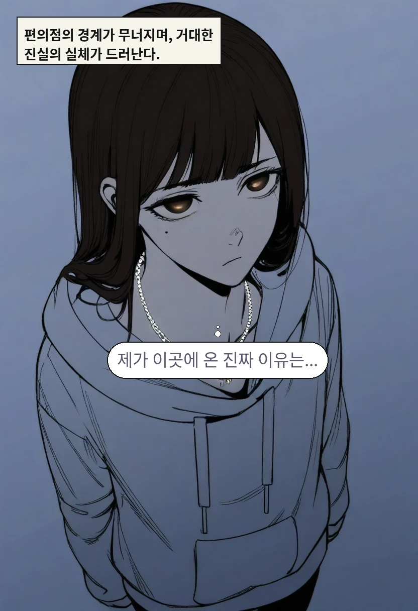 편의점의 경계가 무너지며, 거대한 진실의 실체가 드러난다. / 한지우: 제가 이곳에 온 진짜 이유는...