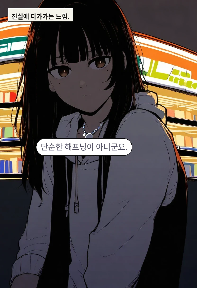 진실에 다가가는 느낌. / 한지우: 단순한 해프닝이 아니군요.