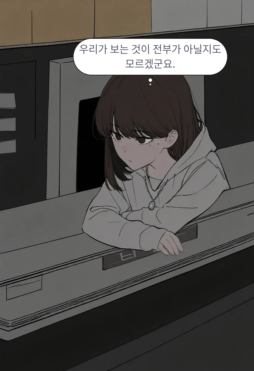 한지우: 우리가 보는 것이 전부가 아닐지도 모르겠군요.