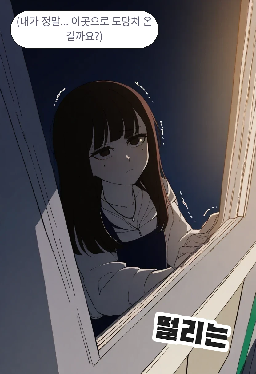 한지우: (내가 정말... 이곳으로 도망쳐 온 걸까요?)