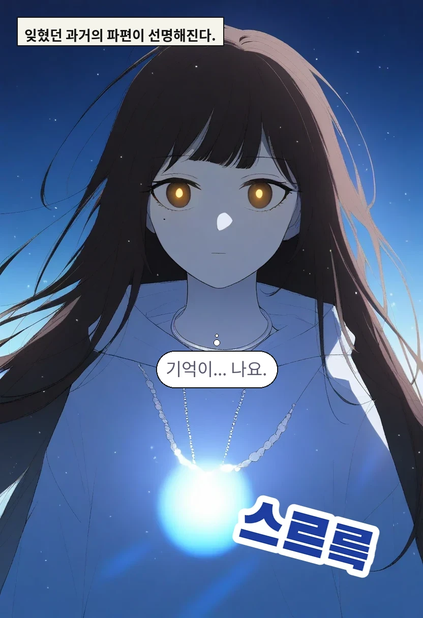 잊혔던 과거의 파편이 선명해진다. / 한지우: 기억이... 나요.