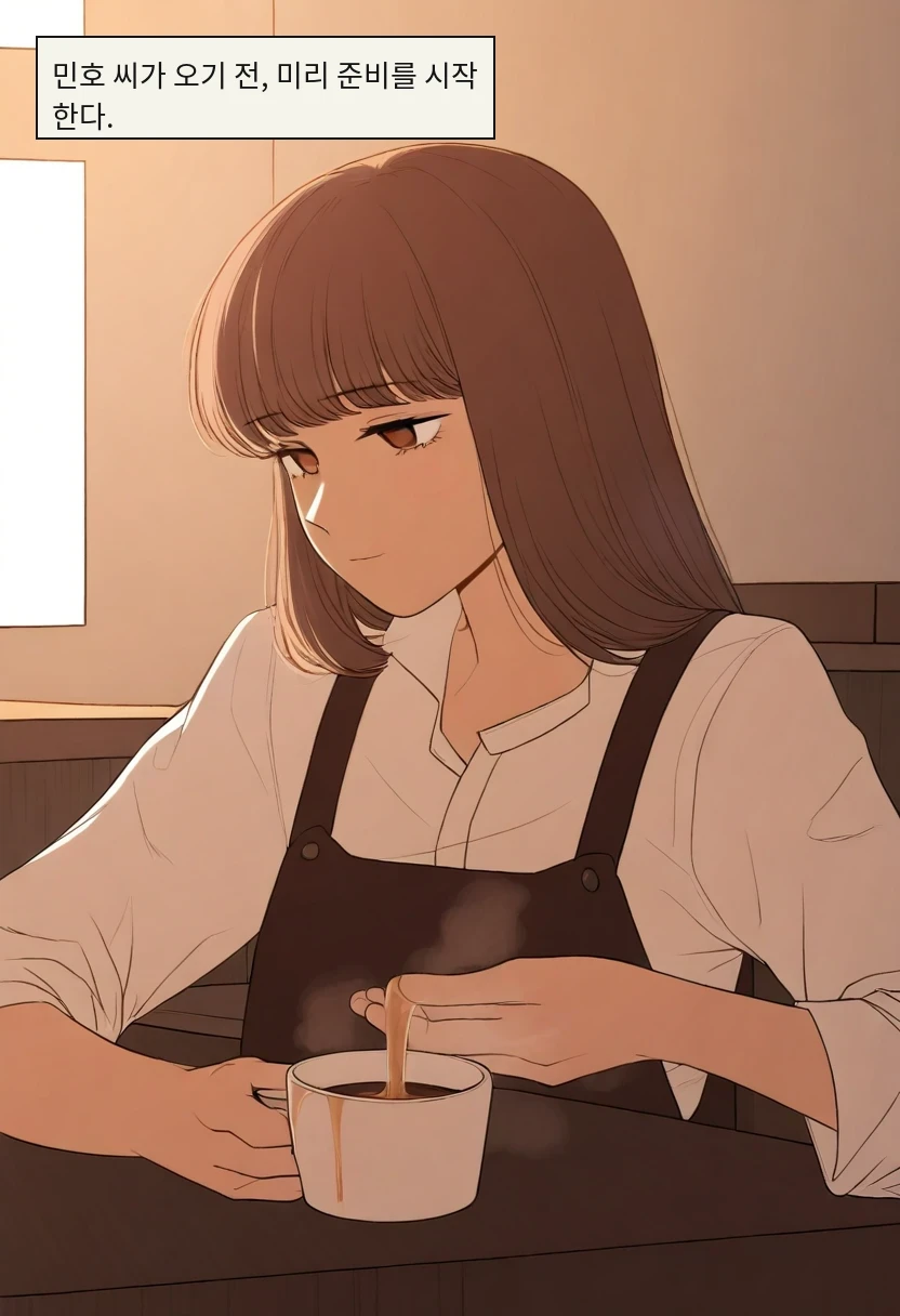 민호 씨가 오기 전, 미리 준비를 시작한다.