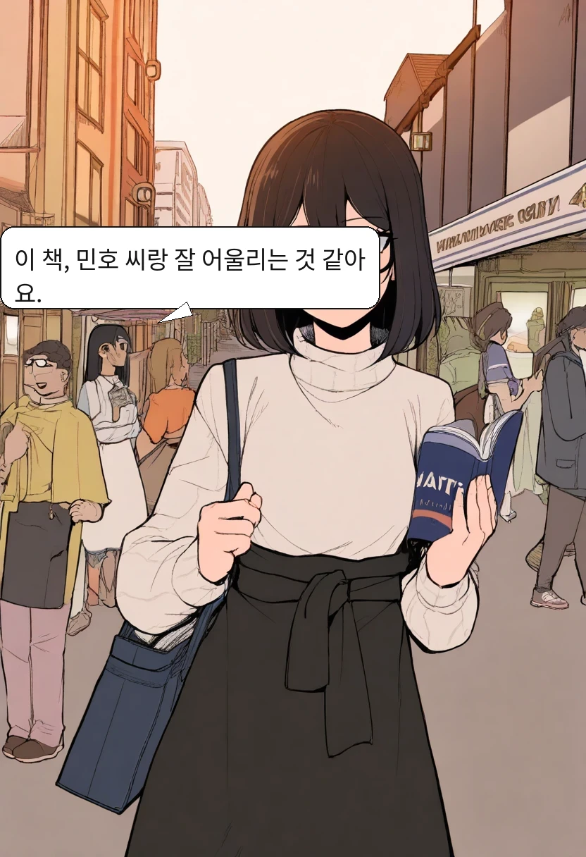 이서아: 이 책, 민호 씨랑 잘 어울리는 것 같아요.