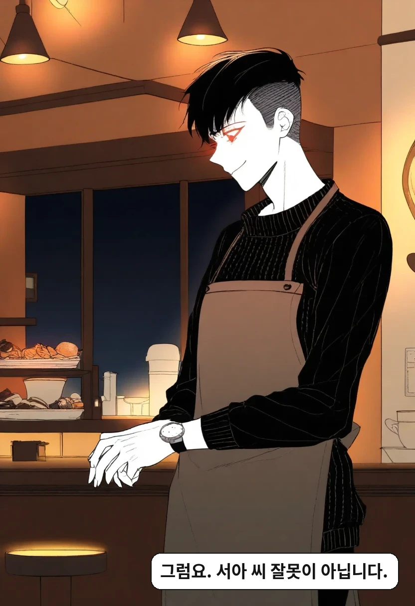 한민준: 그럼요. 서아 씨 잘못이 아닙니다.