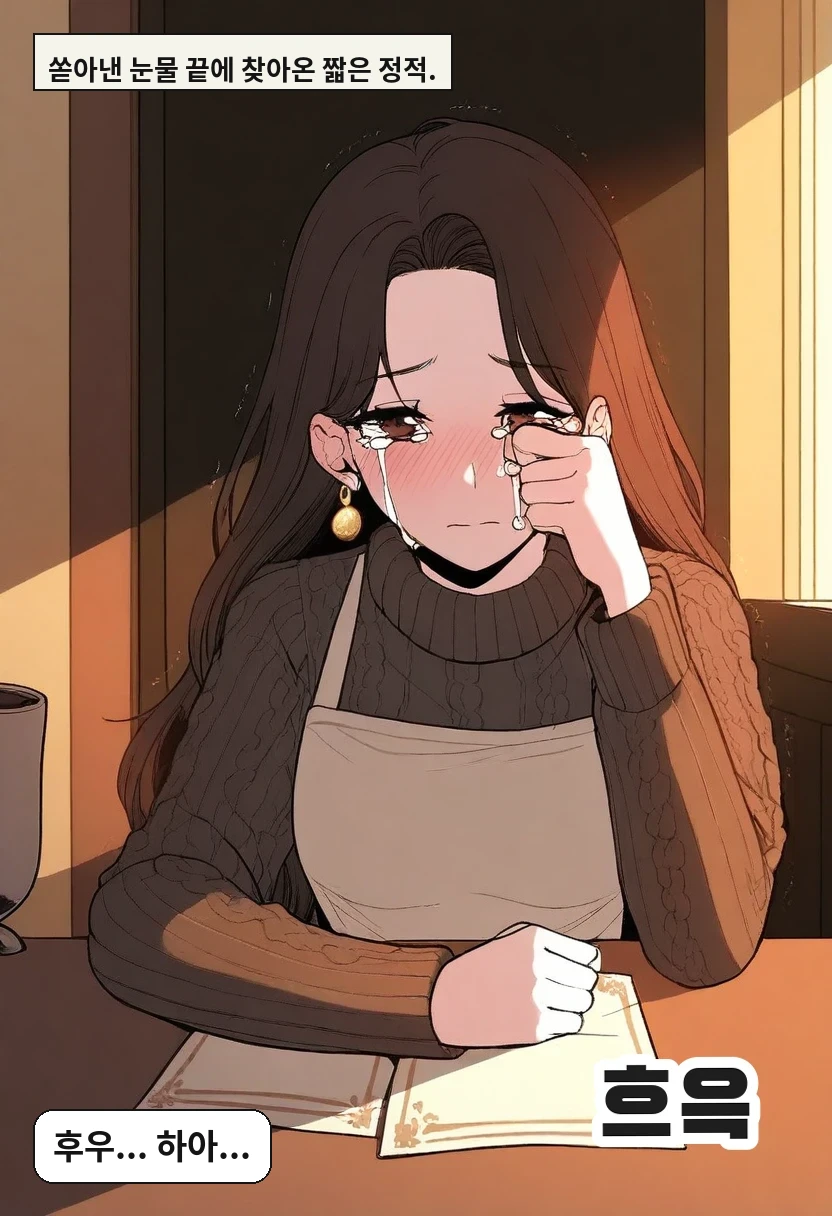 쏟아낸 눈물 끝에 찾아온 짧은 정적. / 이서아: 후우... 하아...