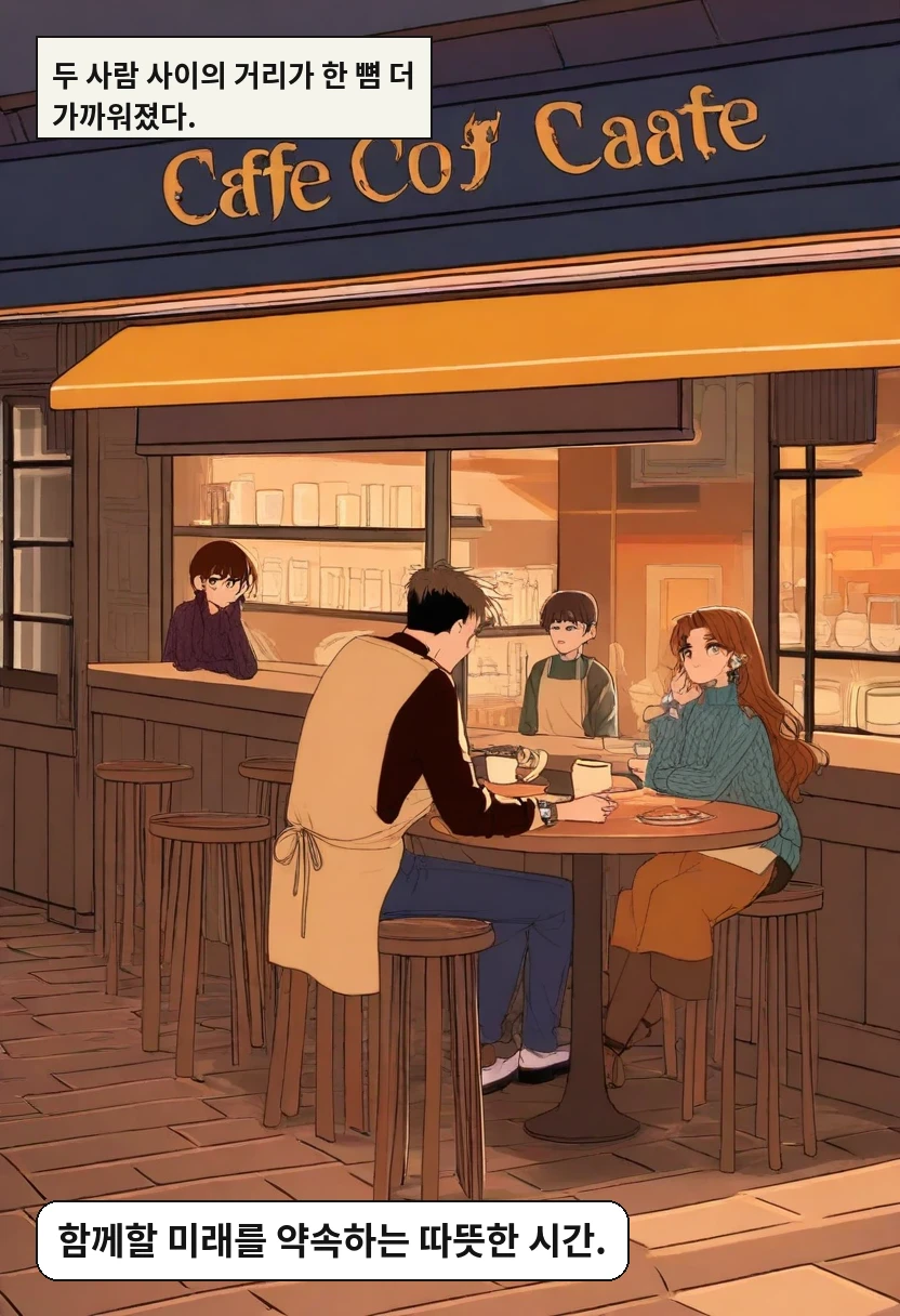 두 사람 사이의 거리가 한 뼘 더 가까워졌다. / 함께할 미래를 약속하는 따뜻한 시간.