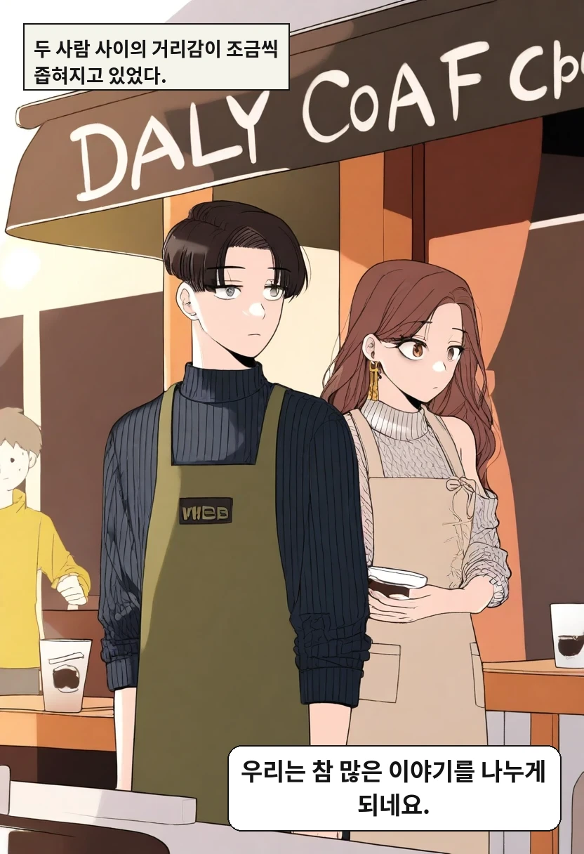 두 사람 사이의 거리감이 조금씩 좁혀지고 있었다. / 이서아: 우리는 참 많은 이야기를 나누게 되네요.