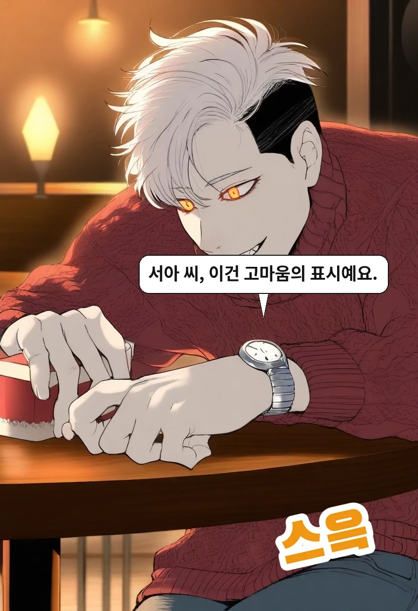 한민준: 서아 씨, 이건 고마움의 표시예요.