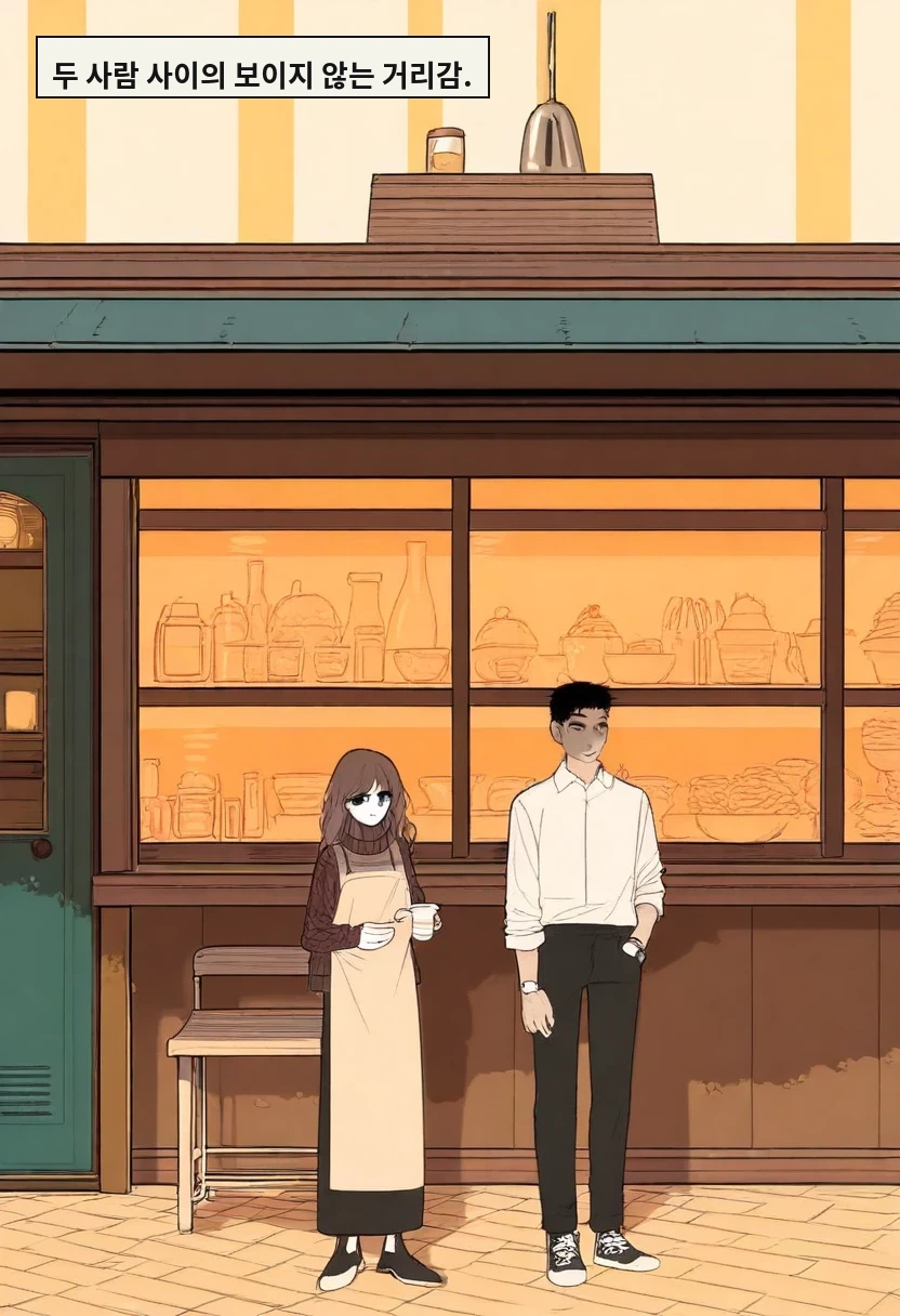 두 사람 사이의 보이지 않는 거리감.